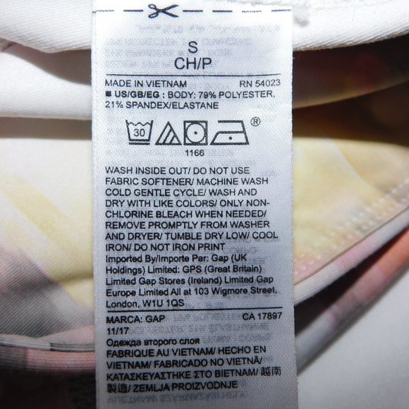 Gap Fit Womens S Blur Floral Pink Orange Yellow Cropped Workout Athletic Legging - Picture 4 of 10